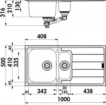 Preview: Naber Riva 4 Edelstahl Spülbecken